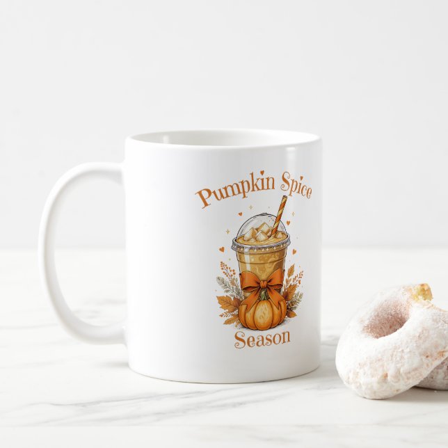 Taza De Café Pumpkin Spice Season Fall Autumn Coquette Bow (Con donut)