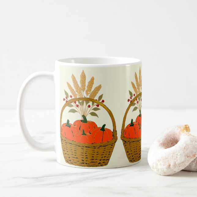 Taza De Café ☕ **Pumpkins & Wheat Basket Mug (Con donut)