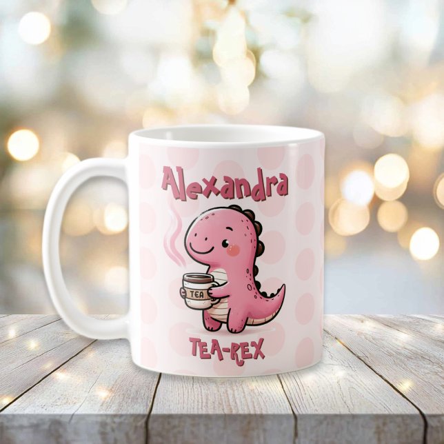 Taza De Café Pun animal de dinosaurio personalizado dulce para  (Sweet Tea-Rex Personalized Dinosaur Animal Pun Mug)