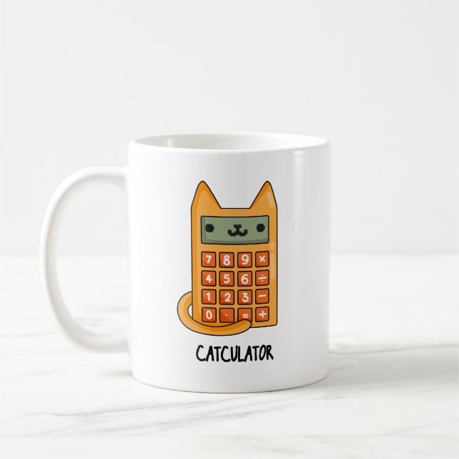 Taza De Café Pun calculador divertido de Cat-culator (Izquierda)
