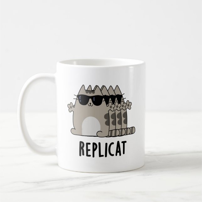 Taza De Café Pun Cat Replicado Gracioso (Izquierda)