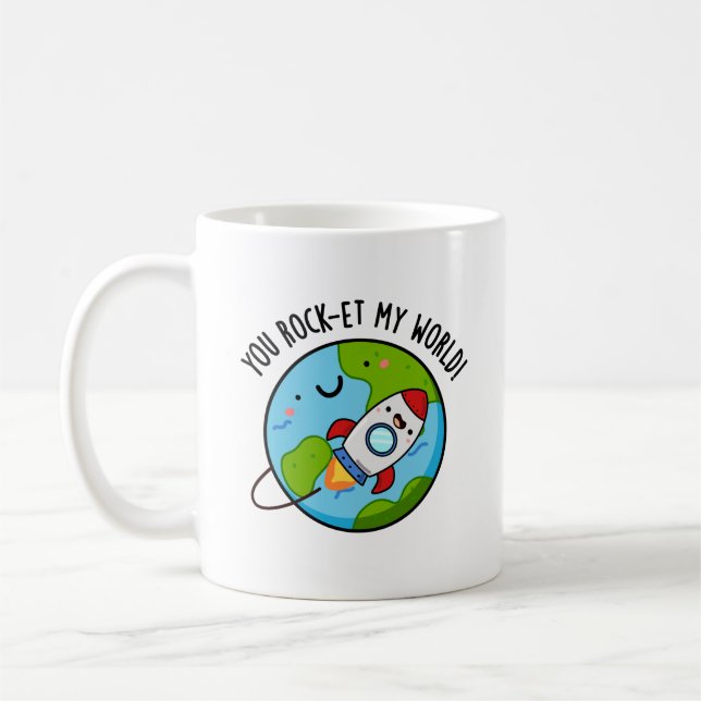 Taza De Café Pun de cohete divertida de tu mundo (Izquierda)