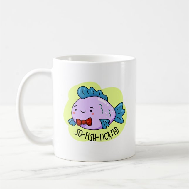 Taza De Café Pun de pescado sofisticado y divertido (Izquierda)