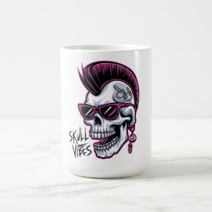 Taza De Café Punk Calavera Vibes. Guay Skull con gafas de sol D