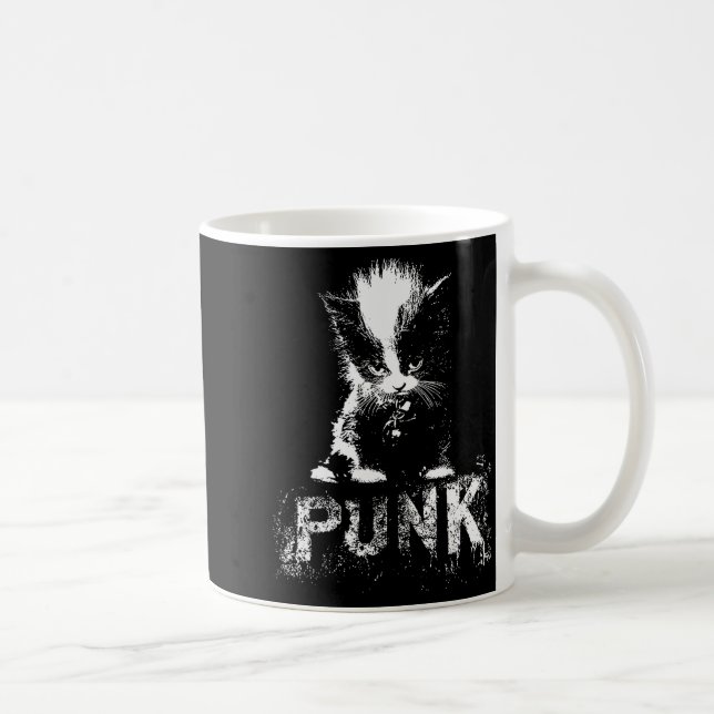 Taza De Café Punk Kitten Cat With Mohawk Nge Gothic Design  (Derecha)