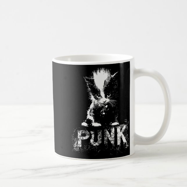 Taza De Café Punk Kitten Cat With Mohawk Nge Gothic Design  (Derecha)