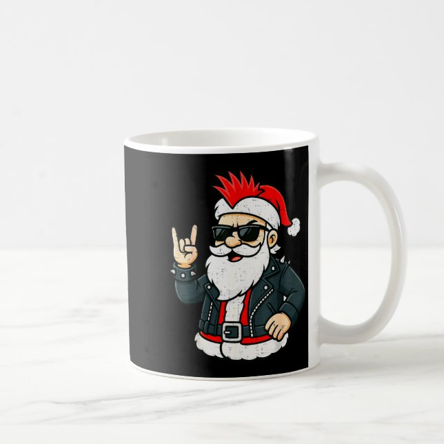 Taza De Café Punk Rock Santa Claus Emo Christmas Rocker Pajamas (Derecha)