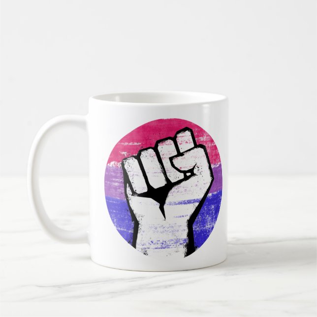 Taza De Café Puño de orgullo bisexual con círculo impreso (Izquierda)
