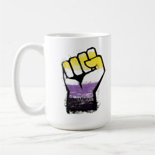Taza De Café Puño de Orgullo No Binario de Protesta