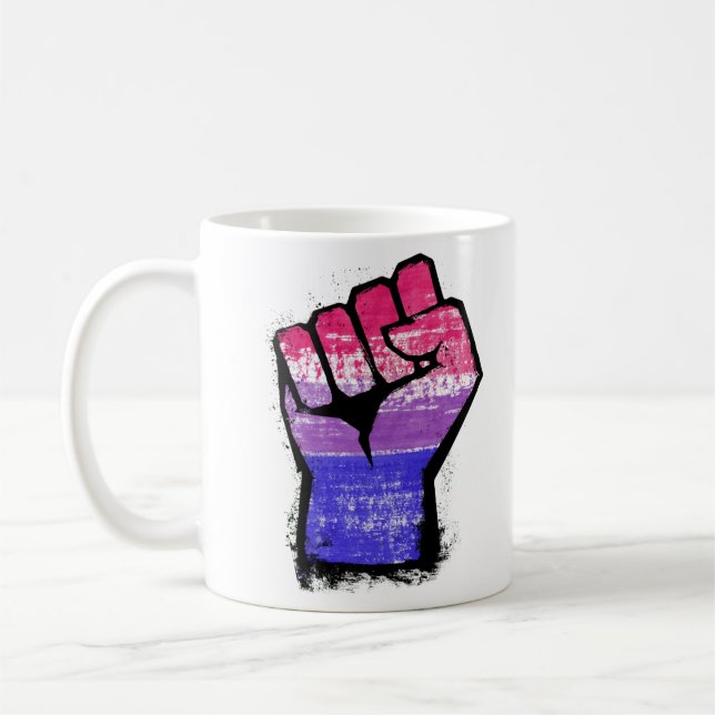 Taza De Café Puño de protesta bisexual (Izquierda)