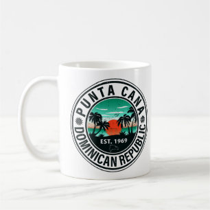 Taza De Café Punta Cana Domingo Palm Tree Retro Sunset