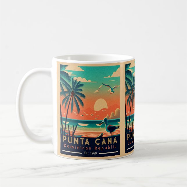 Taza De Café Punta Cana DR Retro Sunset Souvenirs de los años 6 (Izquierda)