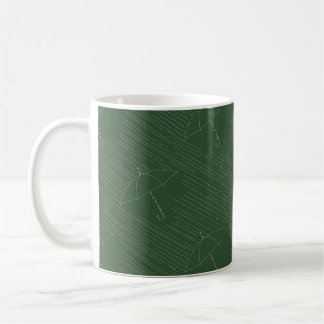 Taza De Café Puntadas de bordado falso de paraguas lluvia verde