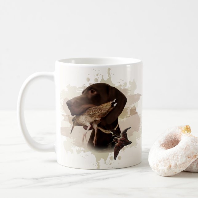Taza De Café Puntero alemán de corto alcance, kurzhaar, post de (Con donut)