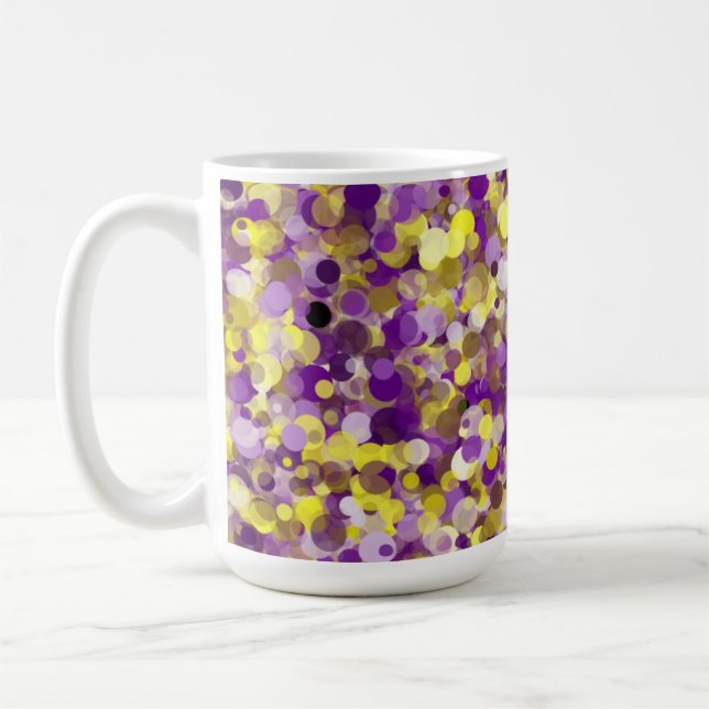Taza De Café Punto amarillo morado 15oz Mug (Izquierda)