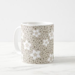 Taza De Café Punto de lunares beige retro con estrellas y flore