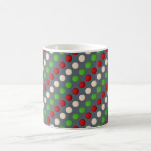 Taza De Café Punto de Polka Blanco Verde Rojo