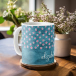 Taza De Café Punto de Polka de color dulce - azul y rosa<br><div class="desc">Un patrón suave con un diseño casi abstracto. Un diseño de moda con colores de joyas y elegancia. Los elementos son más fáciles de personalizar cuando se reemplazan primero todo el texto y las fotos. Si su arte todavía necesita ser ajustado, haga clic en el botón Personalizar Este botón. Esto...</div>