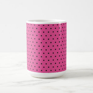 Taza De Café Punto de polka negro y rosado caliente