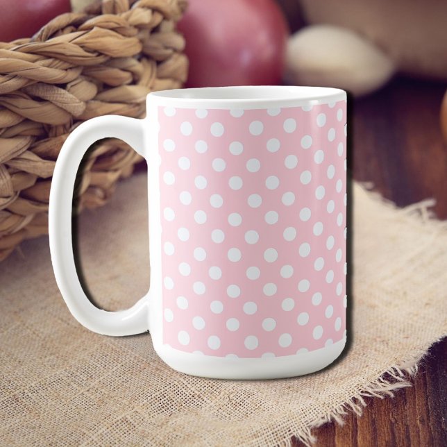 Taza De Café Punto de polka rosado Pastel (Subido por el creador)