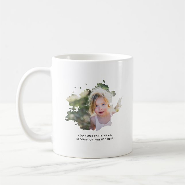 Taza De Café Punto de tinta de texto y foto personalizado (Izquierda)