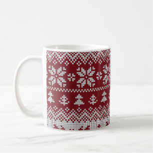 Taza De Café Punto, Navidades, ardillas, patrón vintage.