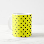 Taza De Caf&#233; Punto negro de polka amarillo