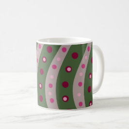 Taza De Café Punto Polka Magenta Pink Green Springtime Patterad