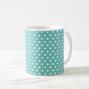 Taza De Café Punto Polka verde azulado y blanco (o color Person
