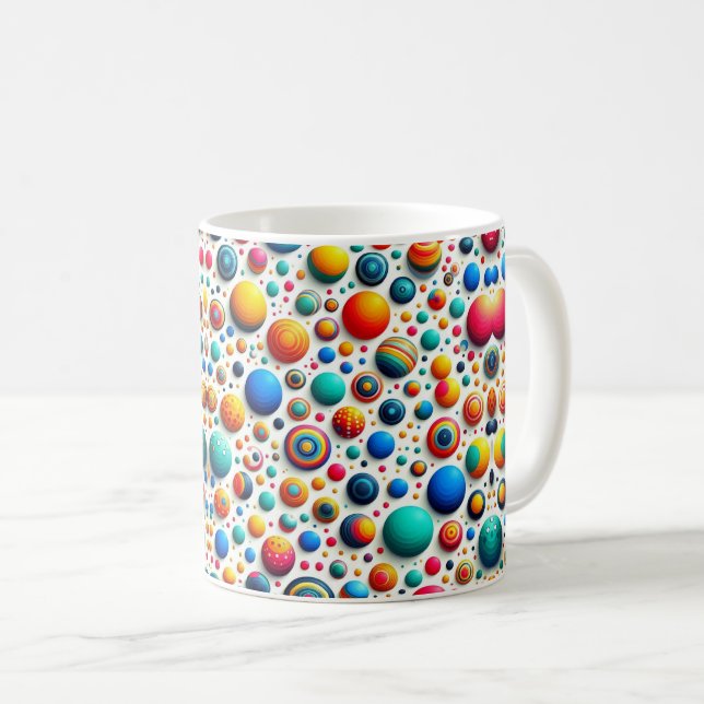 Taza De Café Puntos abstractos retro geométrico (Anverso derecho)