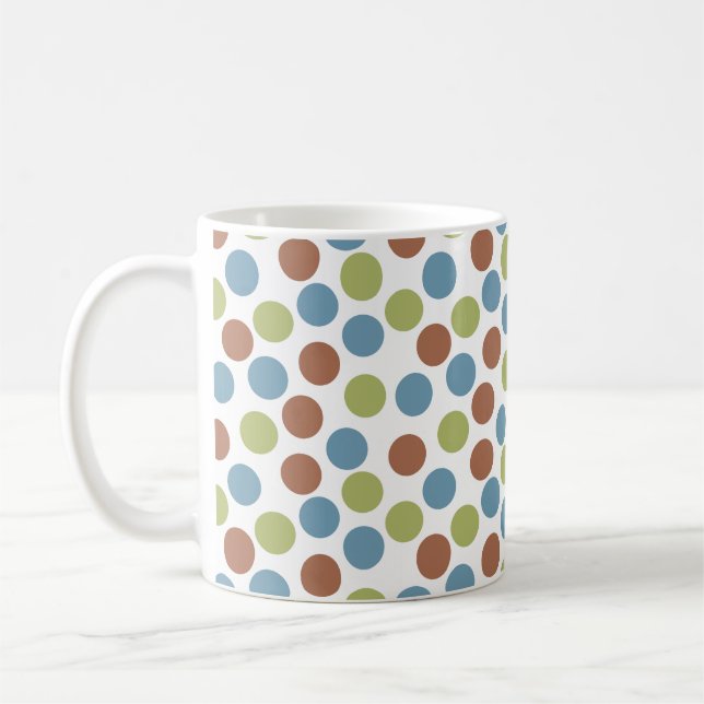 Taza De Café Puntos azules, verdes y marrones (Izquierda)