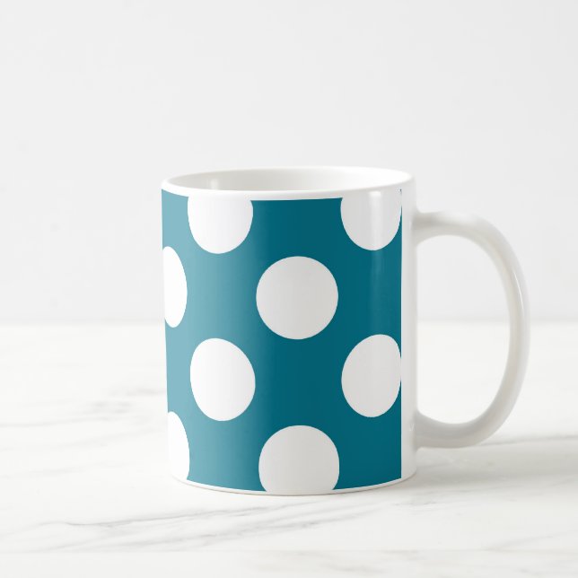 Taza De Café Puntos blancos en el azul - estilo retro (Derecha)