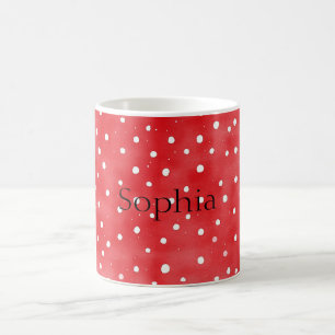 Taza De Café Puntos Cremas Rojos