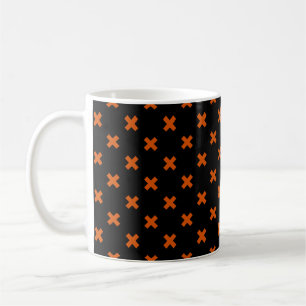 Taza De Café puntos cruzados naranjas sobre negro