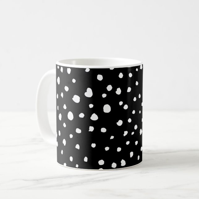 Taza De Café Puntos dálmatas, puntos dálmatas, blanco y negro (Anverso izquierdo)
