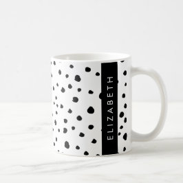 Taza De Café Puntos dálmatas, puntos, negro y blanco, tu nombre