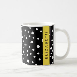 Taza De Café Puntos dálmatas, puntos, negro y blanco, tu nombre