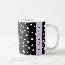 Taza De Café Puntos dálmatas, puntos, negro y blanco, tu nombre