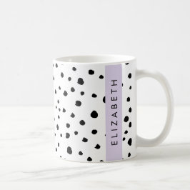 Taza De Café Puntos dálmatas, puntos, negro y blanco, tu nombre
