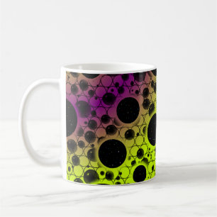 Taza De Café Puntos de burbuja espacial - Lime/Purple