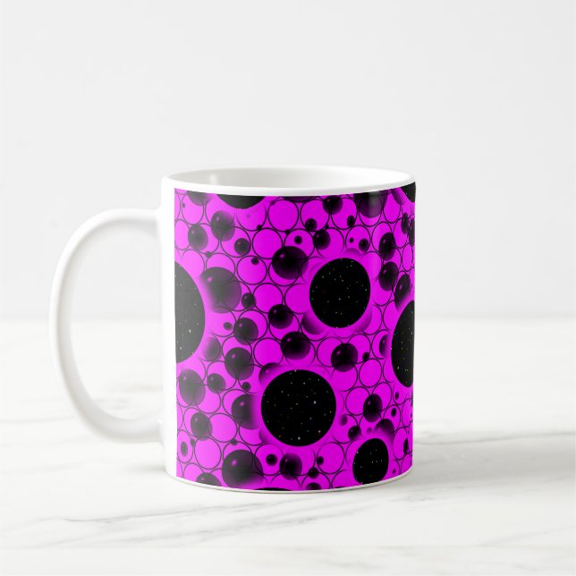 Taza De Café Puntos de burbuja espacial - Rosa (Izquierda)