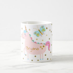 Taza De Café Puntos de Confeti de Unicornio con Brillo Rosa y D