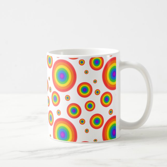 Taza De Café Puntos de la polca arcoiris (Derecha)