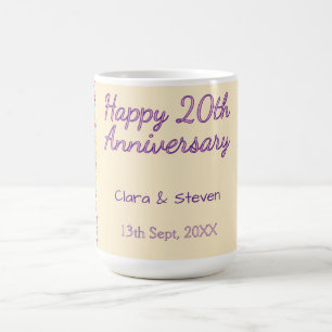 Taza De Café puntos de lunares de arcoíris 20 aniversario púrpu
