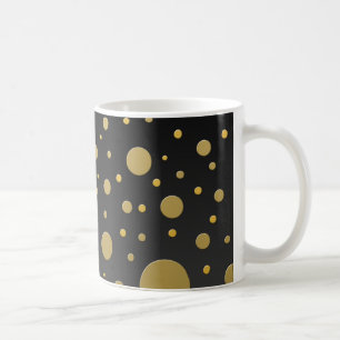 Taza De Café Puntos de oro aleatorios sobre negro