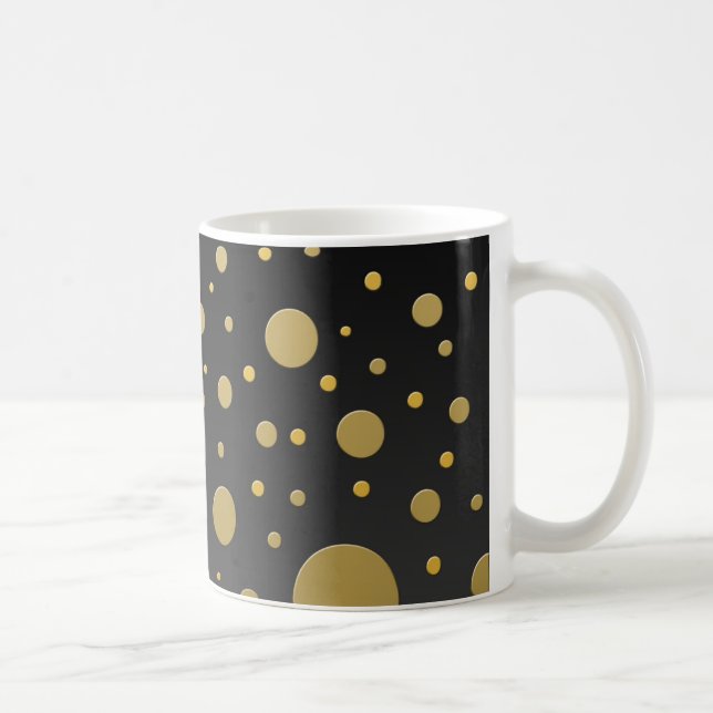 Taza De Café Puntos de oro aleatorios sobre negro (Derecha)