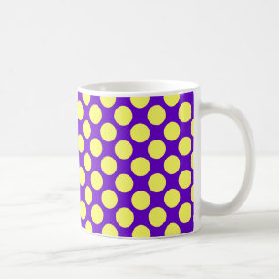 Taza De Café Puntos de Polka Amarillo con fondo morado STaylor