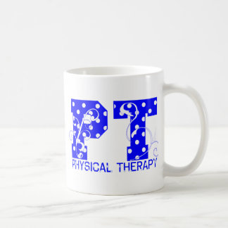 Taza De Café puntos de polka azul blanco