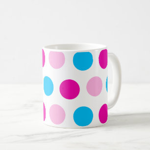 Taza De Café Puntos de Polka Azul Rosa Pastel