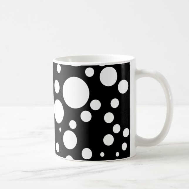 Taza De Café puntos de polka blanco negro (Derecha)